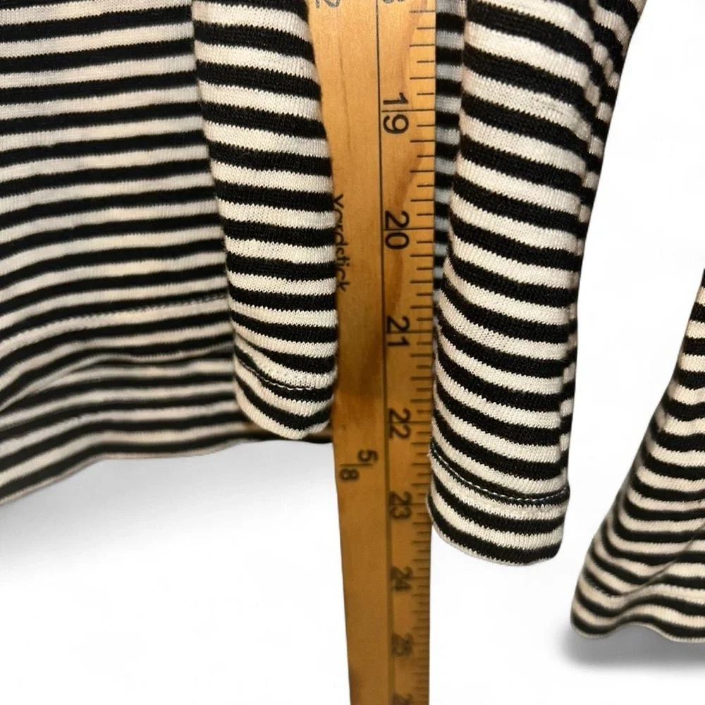 Frame Denim Black and White Striped Long Sleeve Tee - Picture 4 of 9